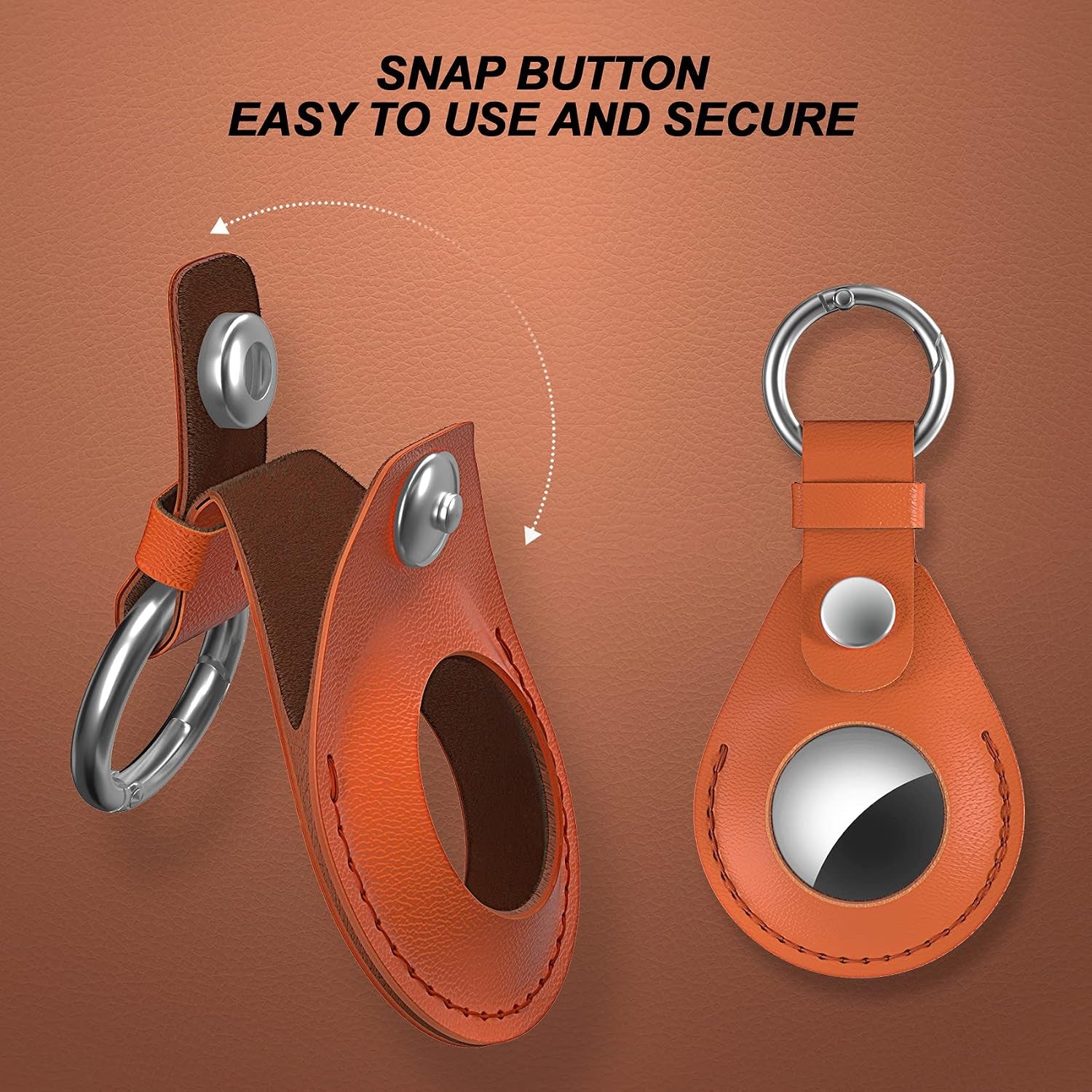 Premium Leather AirTag Holder – 2 Pack Protective Keychain Case