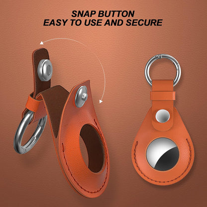 Premium Leather AirTag Holder – 2 Pack Protective Keychain Case
