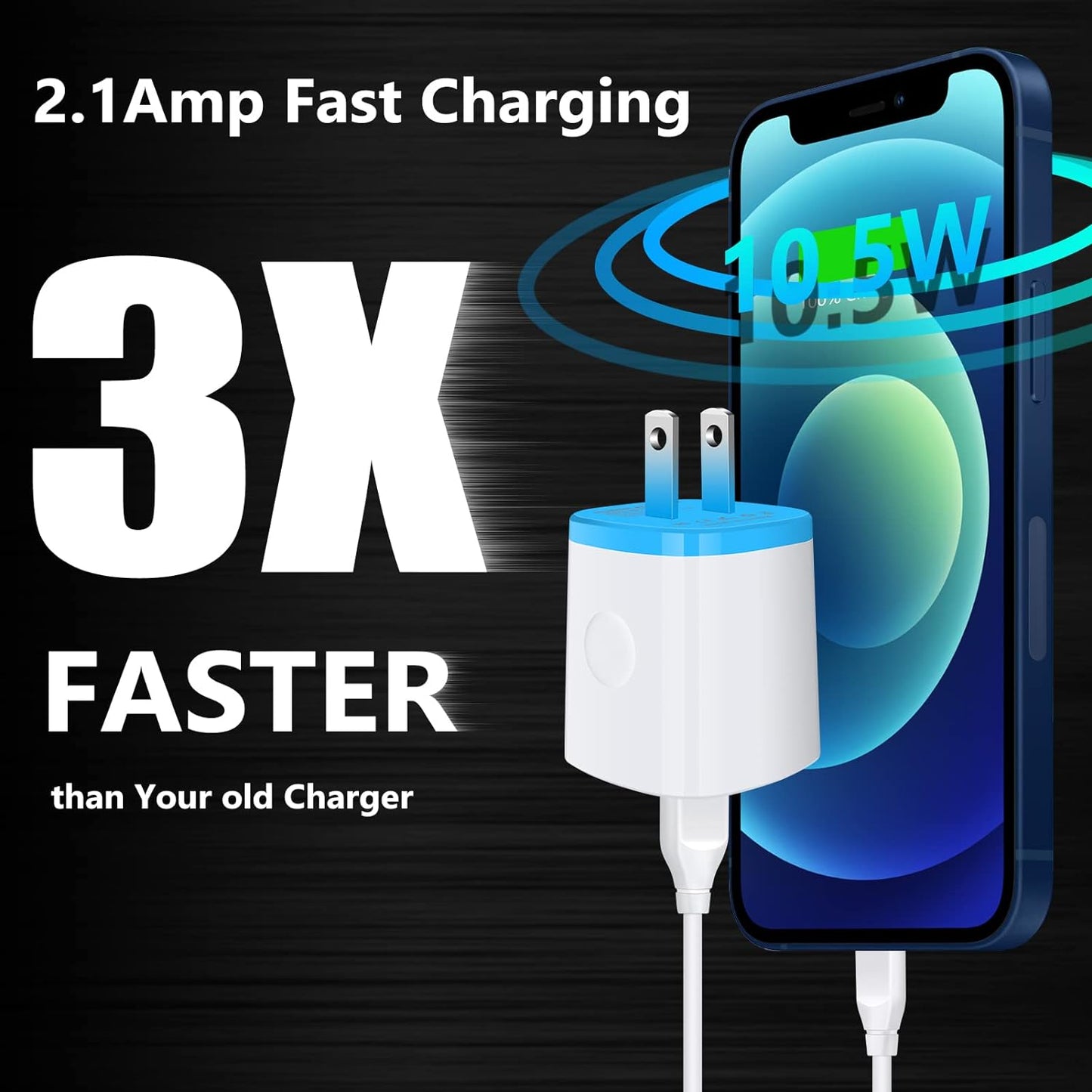 Dual USB Wall Charger 2.1A Fast Charging Adapter