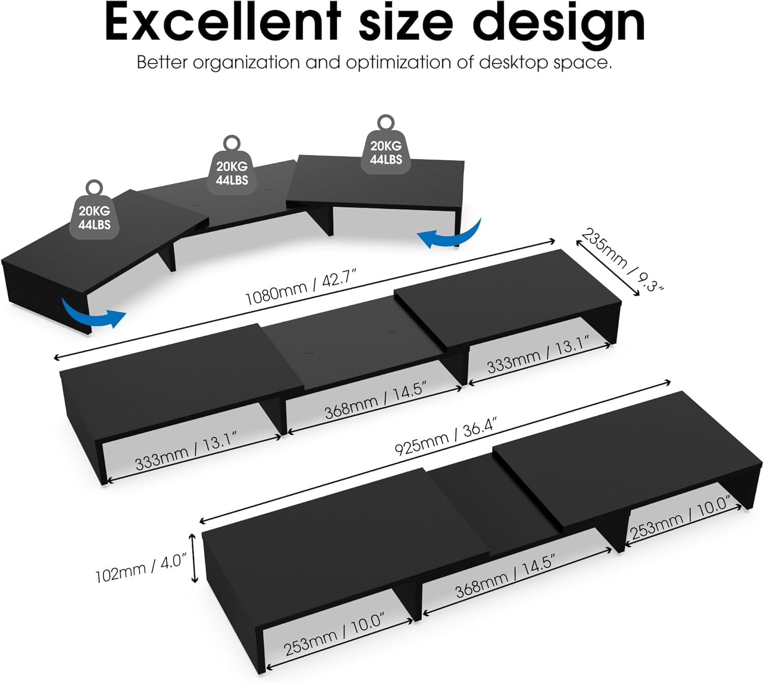 Adjustable Dual Monitor Stand Riser