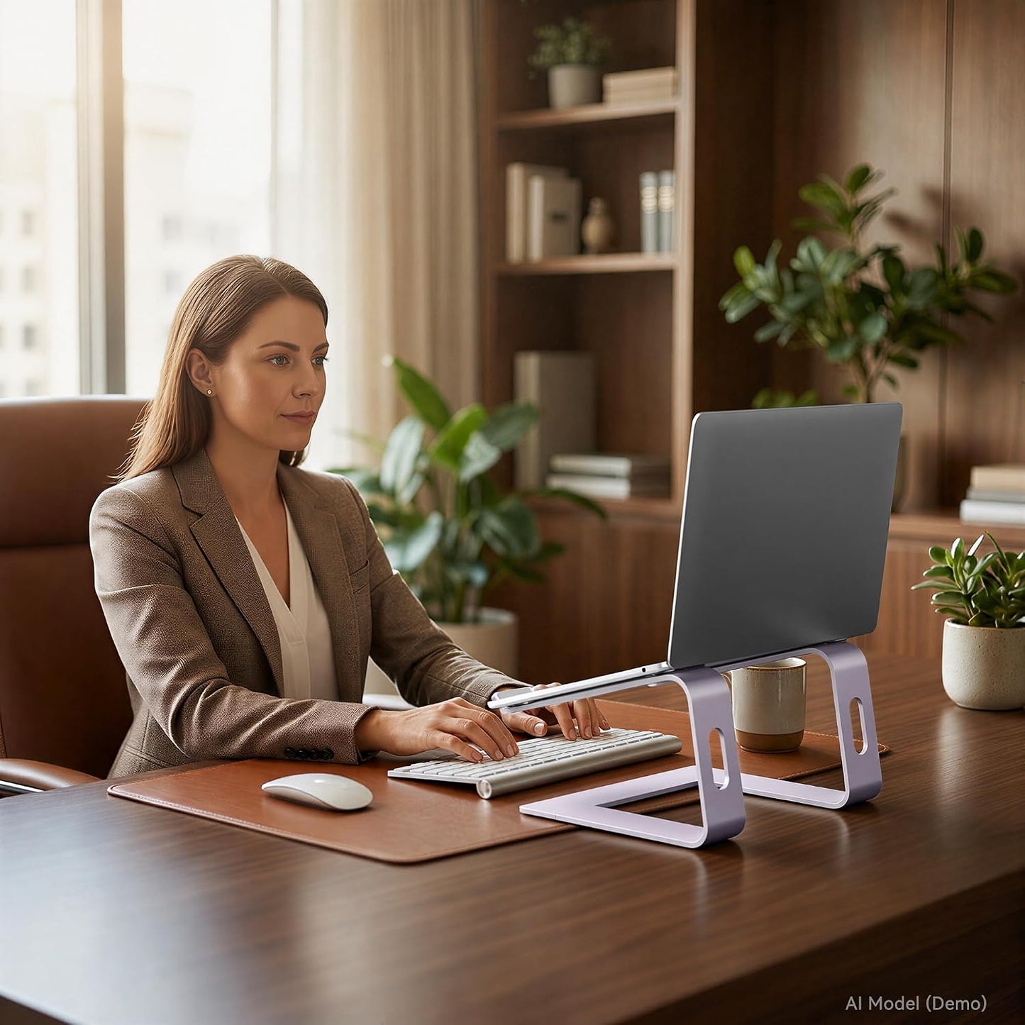Aluminum Laptop Stand for 10–15.6" Laptops – Ergonomic Desktop Riser, Purple
