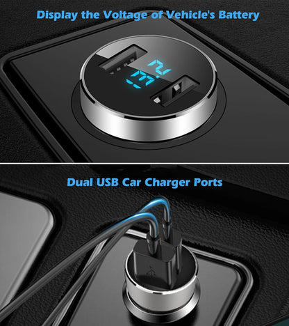 Dual USB Fast Car Charger – 12V/24V Adapter with LED Voltage Meter