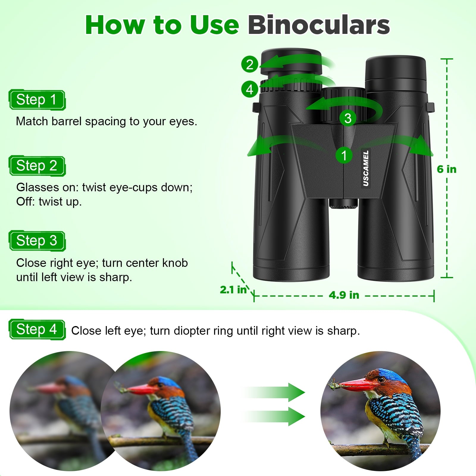 12x42 HD Waterproof Binoculars