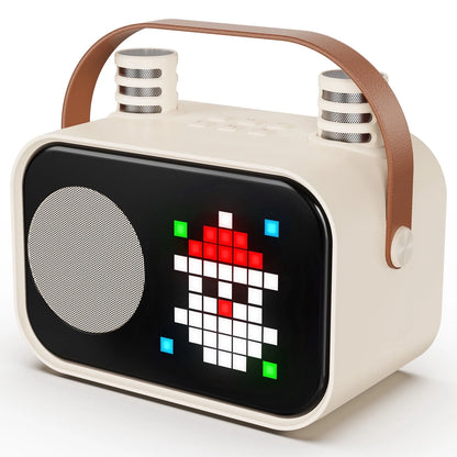 Mini Karaoke Machine for Kids & Adults – Portable Bluetooth Speaker with 2 Wireless Microphones & 15+ Pixel Animations