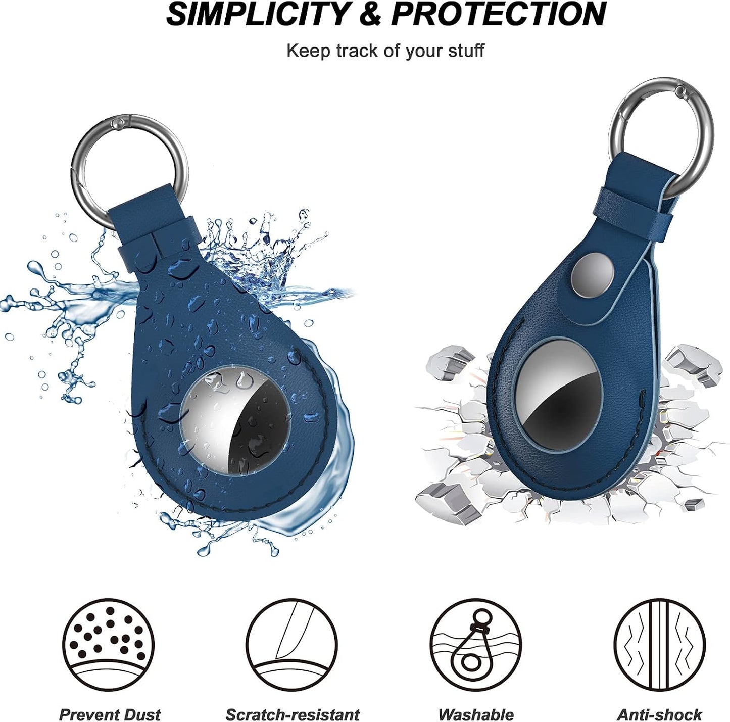 Premium Leather AirTag Holder – 2 Pack Protective Keychain Case
