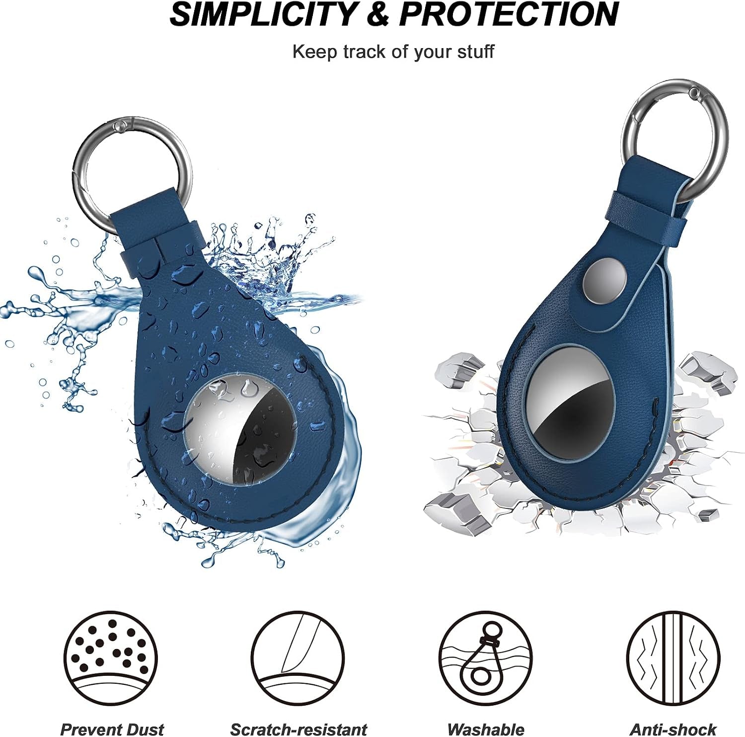 Premium Leather AirTag Holder – 2 Pack Protective Keychain Case