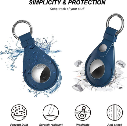 Premium Leather AirTag Holder – 2 Pack Protective Keychain Case