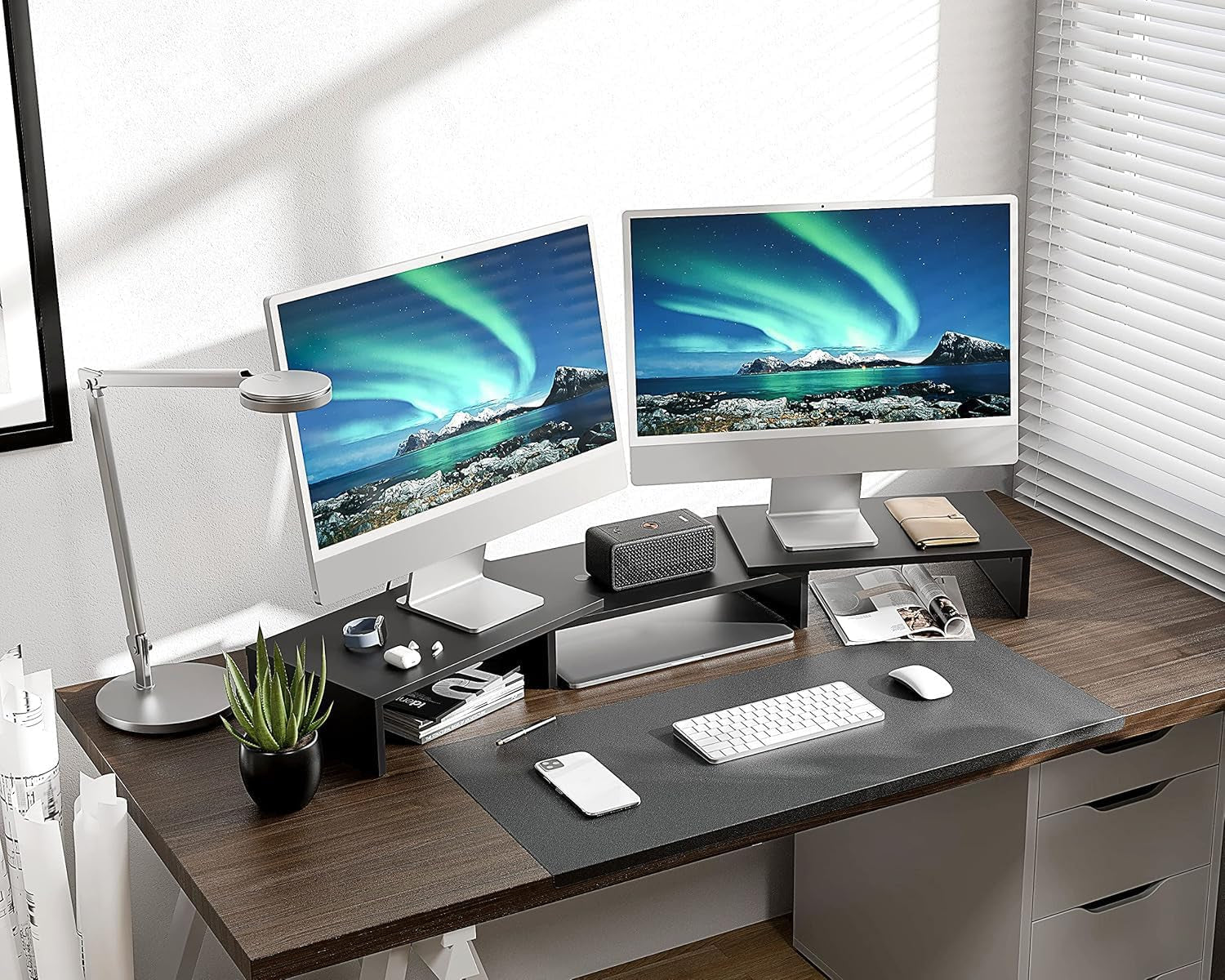 Adjustable Dual Monitor Stand Riser