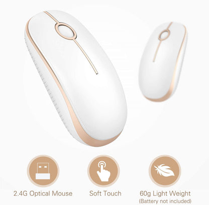 Wireless Slim Mouse – Quiet 2.4GHz USB Optical Mouse for Laptop, PC & Mac