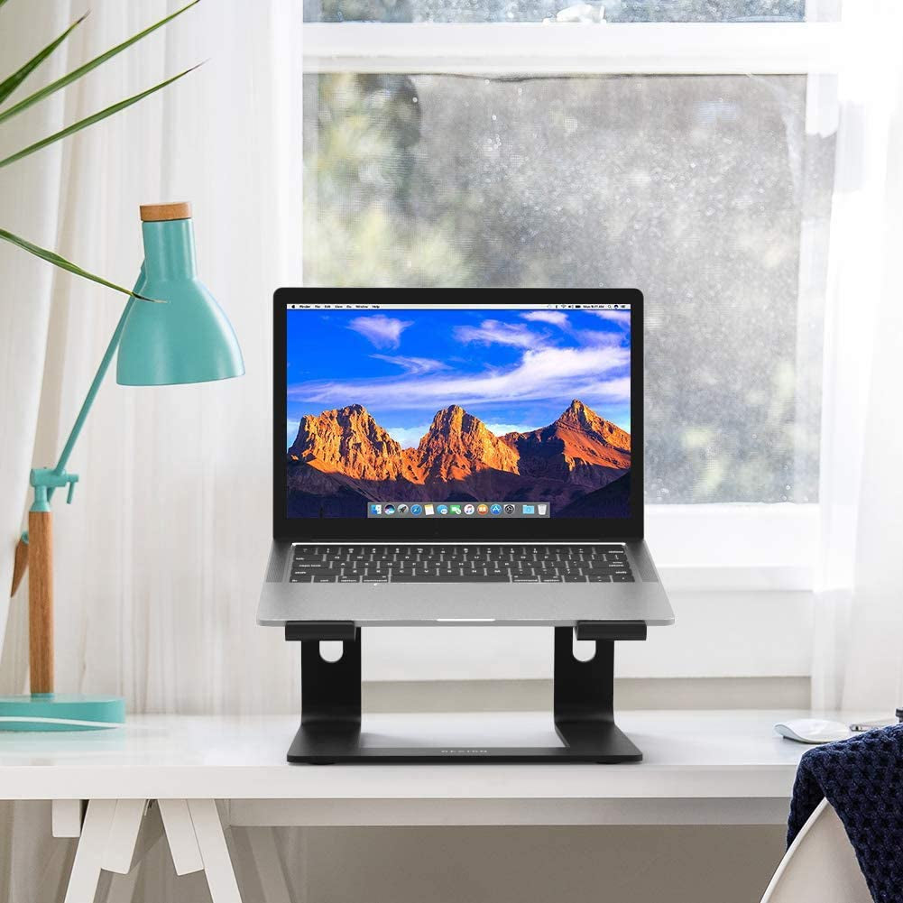 LS03 Aluminum Laptop Stand, Ergonomic Detachable Computer Stand, Notebook Riser, Laptop Mount Compatible with Air, Pro, Dell, HP, Lenovo More 10-15.6" Laptops, Black