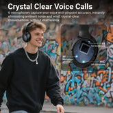 Wireless Over-Ear Headphones with Hybrid ANC – 50 dB Noise Reduction, 120-Hour Battery, 6-Mic ENC, Spatial Audio and Foldable Design